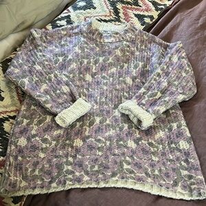 Size S - Zara Chunky Knut Purple Floral Sweater